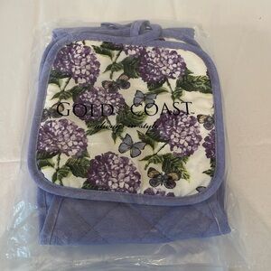 Gold‎ Coast pot holder set 3pcs purple flowers with butterflies